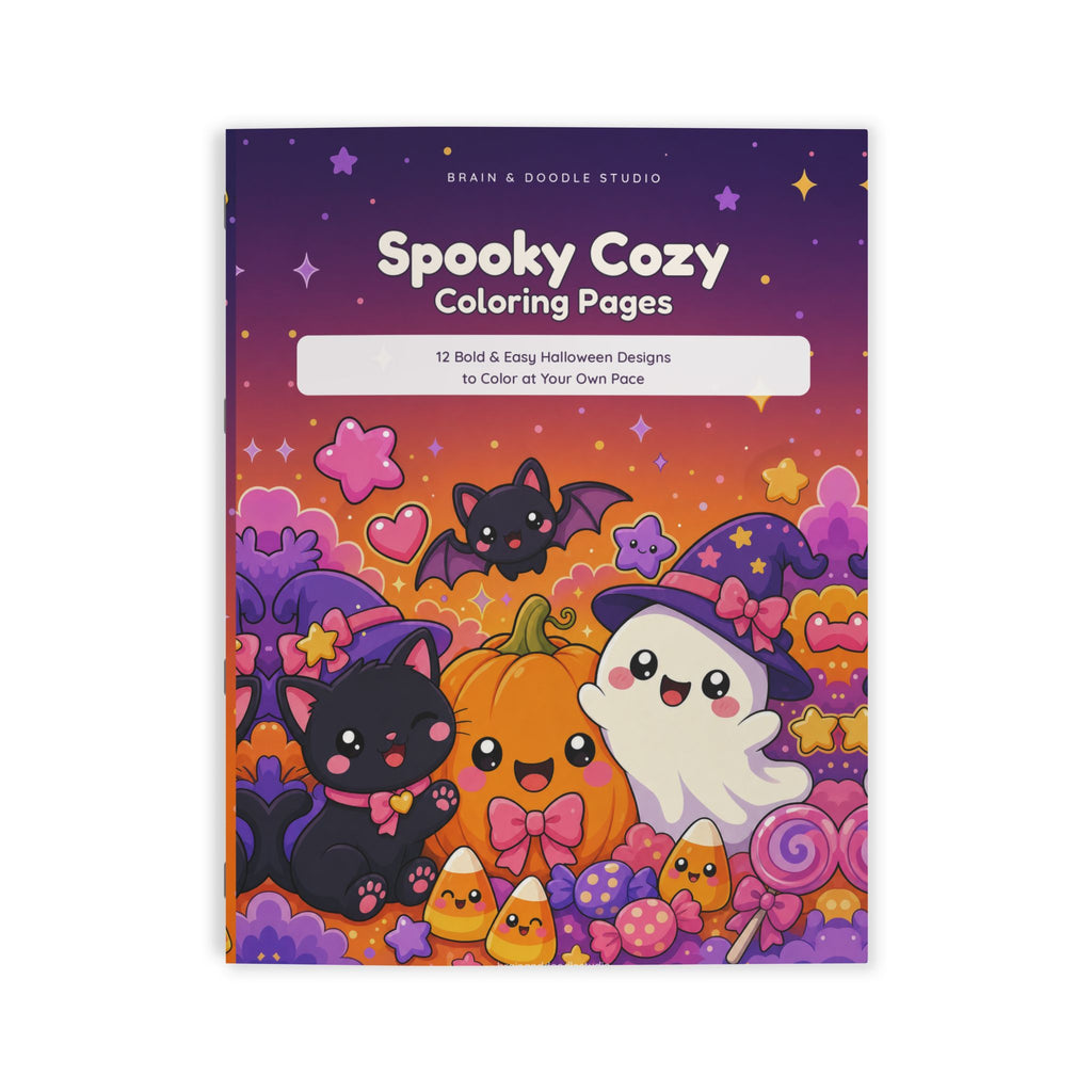 Spooky Cozy Halloween Coloring Book — Cute Ghosts, Cats & Pumpkins