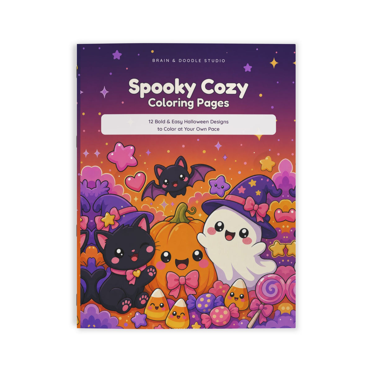 Spooky Cozy Halloween Coloring Book — Cute Ghosts, Cats & Pumpkins
